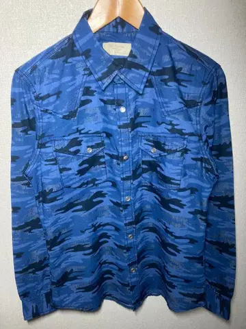 [ 미사용 ] FREE'S SHOP MEN 카모플라쥬 셔츠 네이비 M