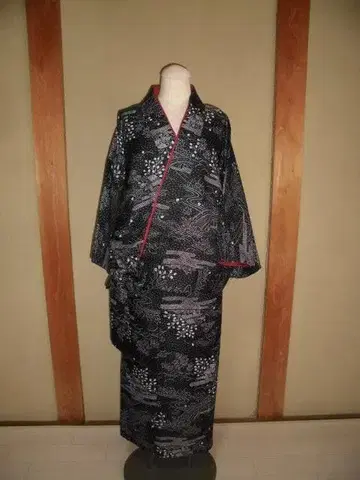 51 코몬 니부시키 기모노 워셔블 생 블랙 베이스