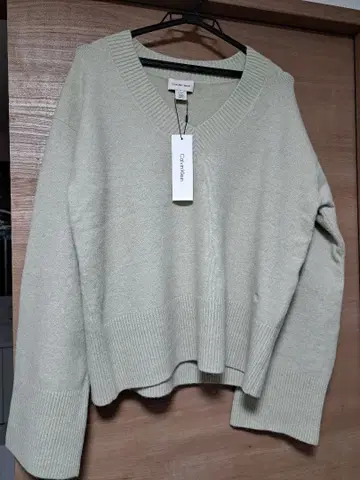 Calvin Klein Jeans V넥 니트 라이트 그레이