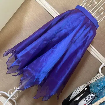 레트로 구제 의류 오간자 플레어 스커트 빈티지 구제 의류 청보라