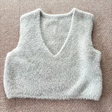 미사용 ATELIER SIX 니트 베스트 라메 라이트 그레이