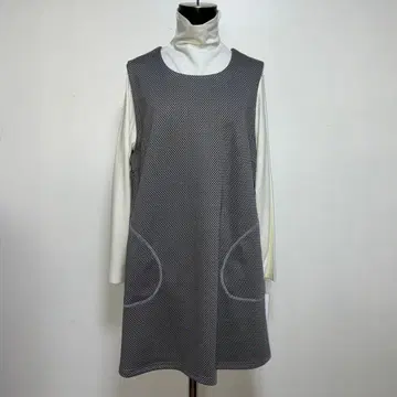 일본제 새상품 체형 커버 헤링본 튜닉 베스트 포켓 포함 그레이 계열
