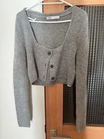 ZARA 그레이 숏 가디건 M