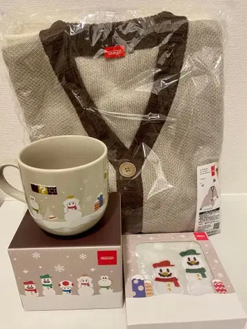 닌텐도 슈퍼 마리오 윈터 컬렉션 가디건 M, 머그, 타월 3종 세트