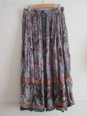 코끼리 프린트 플레어 롱 스커트