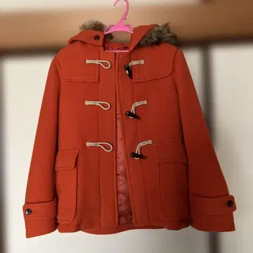 오렌지 더플 코트 후드 부착 유니클로