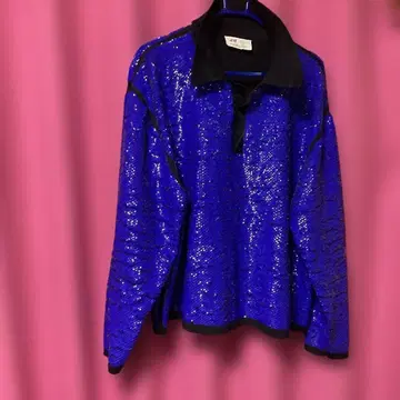 H&M 파랑 스팽글 피케 셔츠 점퍼 크리스마스에