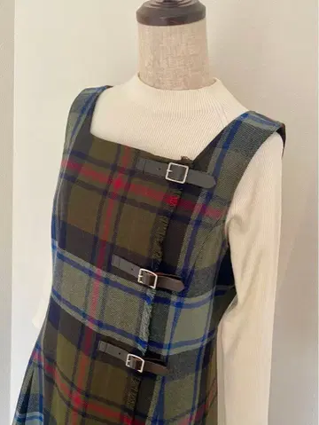 [ 요크랜드 ] Yorkland 가죽 벨트 체크 원피스 일본제