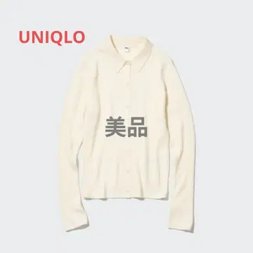 새상품급 UNIQLO 유니클로 메리노 리브 폴로 가디건 화이트 M