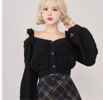 다리치 Darich 숄더 리본 v넥 니트탑