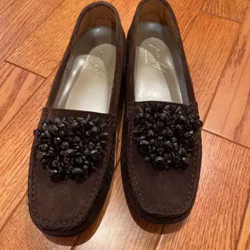 브라운 비즈 장식 로퍼 이탈리아제