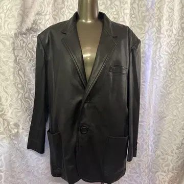 Kudo Furs 블랙 가죽 더블 브레스트 자켓