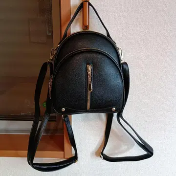 합성 피혁 더블 지퍼 백팩 블랙 미사용 새상품