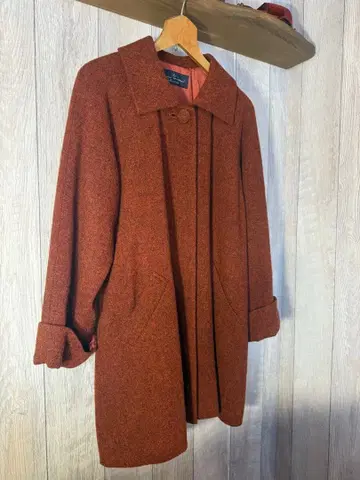 울 혼방 오렌지 롱 코트