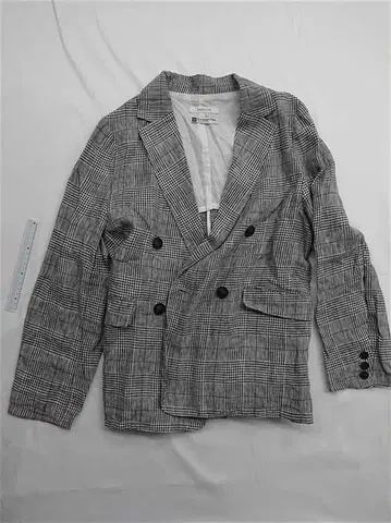 심플 체크 무늬 더블 브레스트 테일러드 자켓