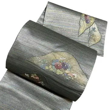 A 170 후쿠로 오비 대북 다채로운 금실 [여수즈레] 자수 산과 꽃