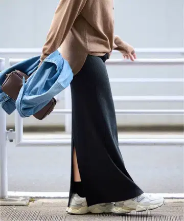 JOURNAL STANDARD 탄력 골지 롱 스커트