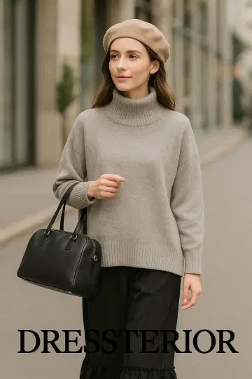 새상품급! DRESSTERIOR 그레이 터틀넥 니트 오버 사이즈