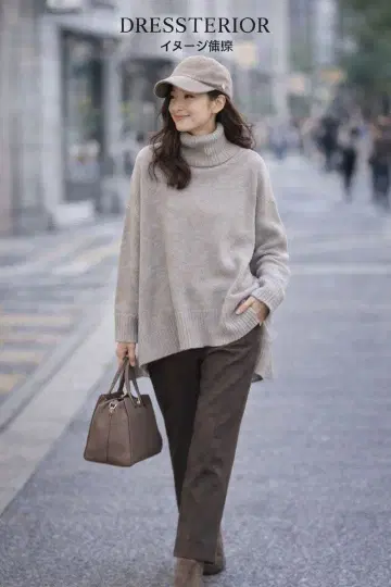 새상품급! DRESSTERIOR 그레이 터틀넥 니트 오버 사이즈