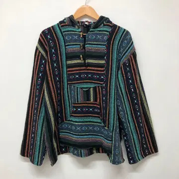 90s 멕시코제 멕시칸 후드티 멀티 컬러 핸드메이드 XL
