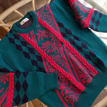 골프 스웨터 Gilia Rosetta 아가일 무늬 스웨터 L