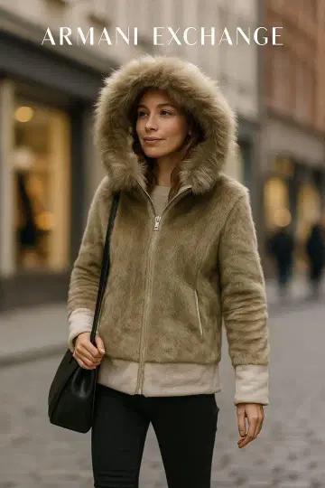 새상품, 미사용! ARMANI EXCHANGE 인조 모피 베스트 S/M
