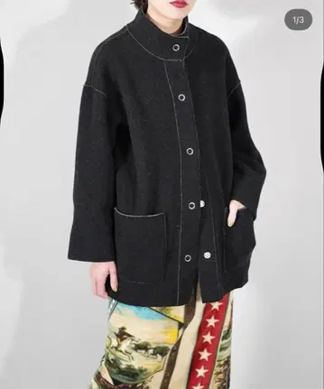 블랙 코트 구제 의류 디자인