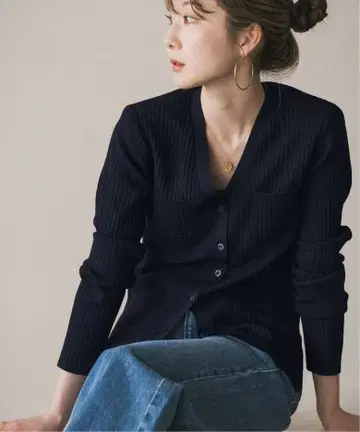 25AW 내로우 와이드 리브 V 가디건