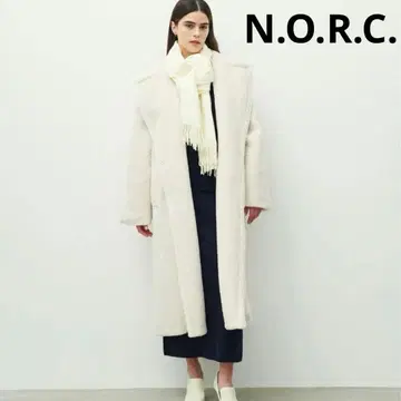 새상품급 노크 보아 체스터 코트 테디 코트 오버 사이즈 아이보리