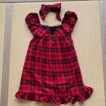 TRALALA 체크 오버롤 스커트 초커 포함 y2k