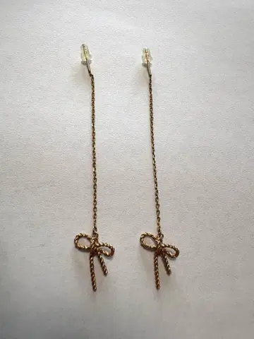 agete 아가트 K10 리본 체인 귀걸이