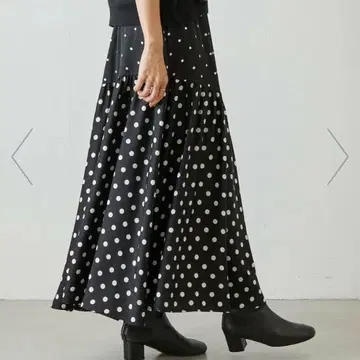 [미사용품] BEARDSLEY 도트 패치워크 롱 스커트 / 사이즈 0