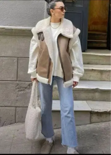 ZARA 페이크 무스탕 보아 베스트