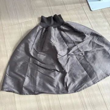 시빌라 카키 플레어 스커트 리브 밴딩