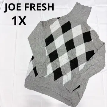 [ 1X 사이즈 ] JOE FRESH 터틀넥 니트 아가일 그레이