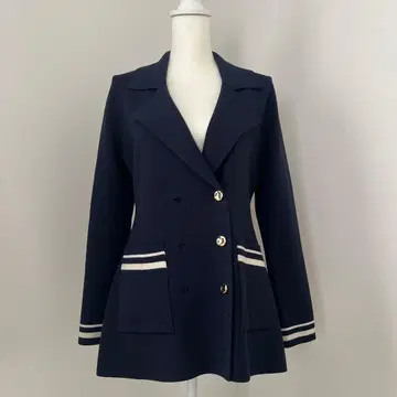 네이비 테일러드 니트 자켓