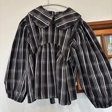 make ai 체크 무늬 플레어 셔츠 (긴팔)