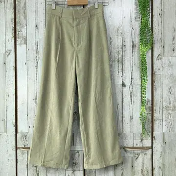 레이 카즌 와이드 팬츠 스트레이트 그린 계열 F 원턱 미세 기모