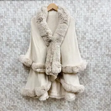 인조 모피 케이프 자켓 망토 판초 겉옷 아우터 베이지