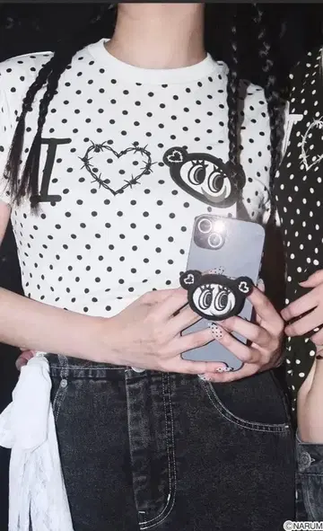 미사용 새상품 모노톤 나카무라 군 엔젤 블루 t셔츠 도트