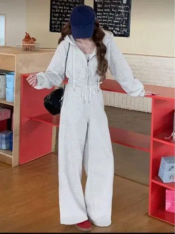 그레이 맨투맨 셋업 크롭 셋업