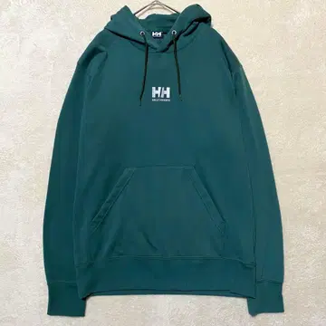 [새상품급] 헬리한센 후드 맨투맨 가슴 중앙 로고 있음 그린 L