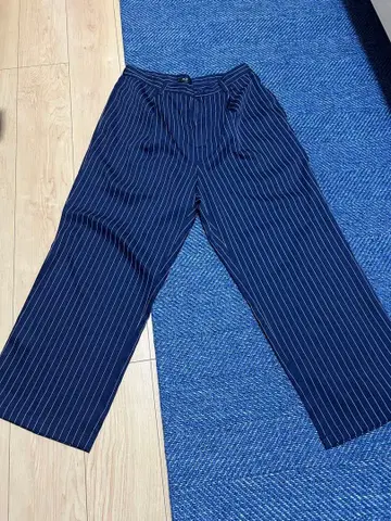 네이비 스트라이프 와이드 팬츠