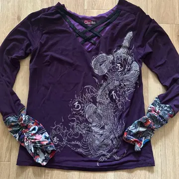 큐티 플래시 보라색 긴팔 T셔츠