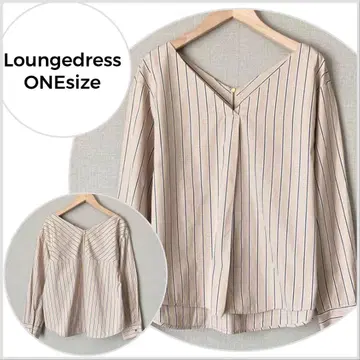 [ 새상품급 ] LOUNGEDRESS 스트라이프 V넥 블라우스