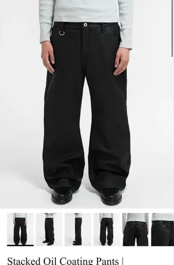 Stacked Oil Coating Pants 블랙