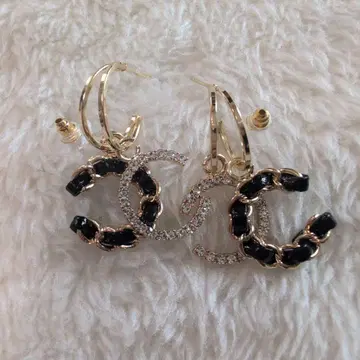 크리스탈 귀걸이 골드 & 블랙