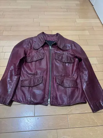 빈티지 버건디 가죽 자켓