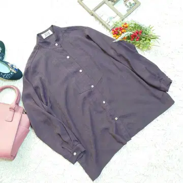 jose/조세 셔츠/블라우스 (L 상당) 보라색/꽃무늬/쉘 버튼