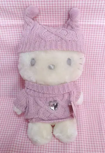 산리오 헬로키티 귀여운 핑크 니트 봉제 인형 25주년